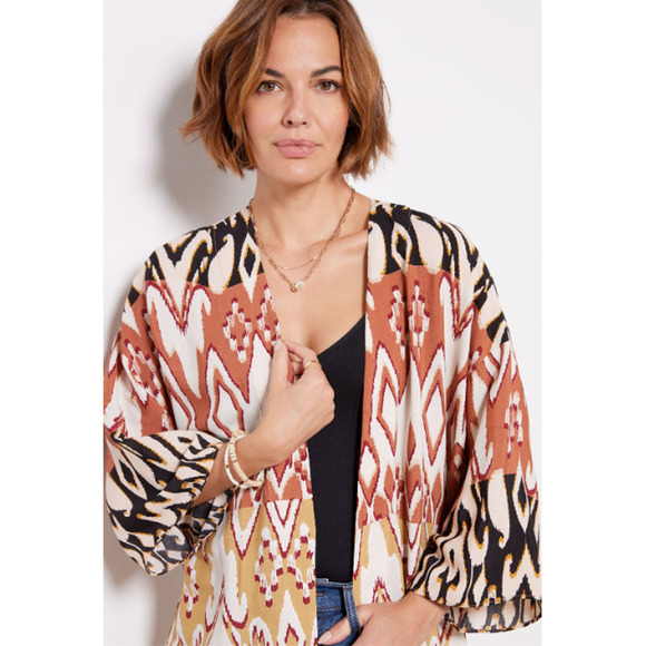 EVEREVE NWT Brown Orange Mila Maxi Wrap Kimono Cover Up Top // M/L - Picture 4 of 15